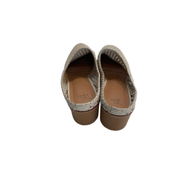 Time And Tru Womens Beige Heels Round Toe Shoes Sz 10 M Slip On Clogs EUC - Picture 7 of 14